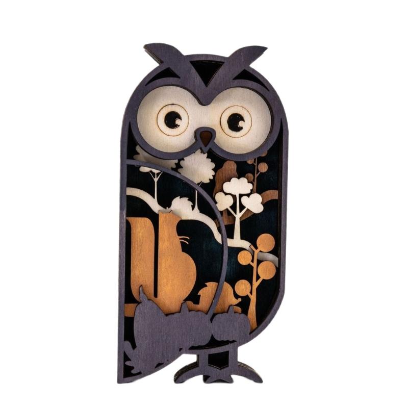 

Small Wooden Owl Carving Artisanal Multilayer Figurine Decorative Accent For Minimalists Home Or Workspaces Ornament