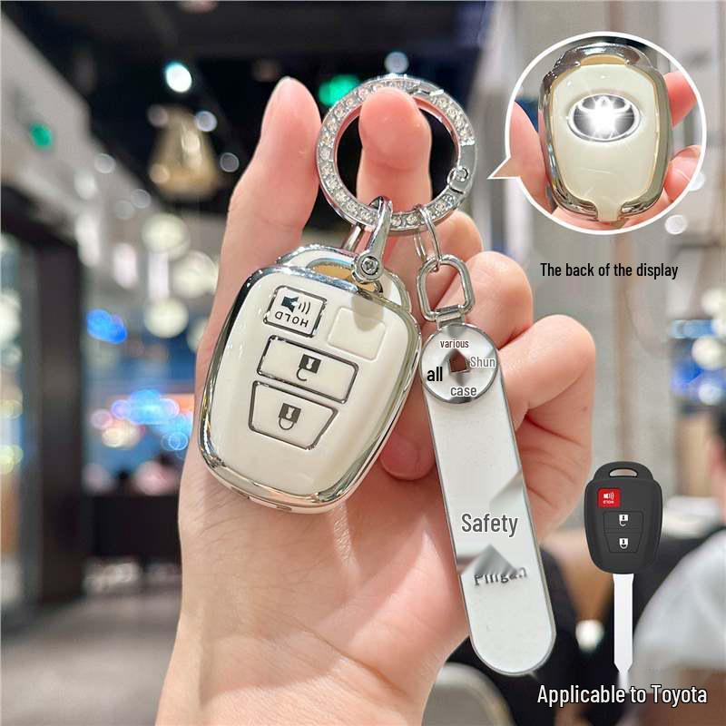 Silver Edge Key Case for Toyota Models: Corolla, RAV4, Camry, Vios, Highlander