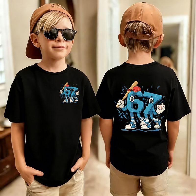 Cute Funny Six Seven Italian Brainrot 67 Number Graphic Print TShirt BoyGirl Summer Short Sleeved Kids Comfortable Tshirt Top