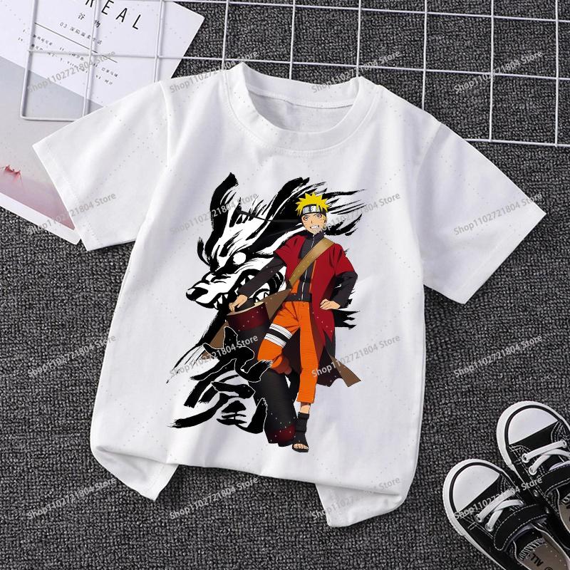 NARUTO Round Neck Tshirts for Boys Girls Anime Cartoon Cute Printed Shortsleeved Top Children Summer Fashion Tshirt Gifts