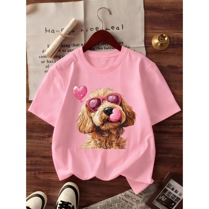 European sizes Girl's Round Neck T-Shirt, Short Sleeve, Summer Casual Comfortable Sporty Fashion Top for Teen Girls' Daily Wear