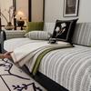 Sofa Cushion Universal In All Seasons, Non-Slip Fish Bone Pattern French Medieval Style Simple Straight Row Seat Cushion Cover Cloth, Sofa Cover Towel