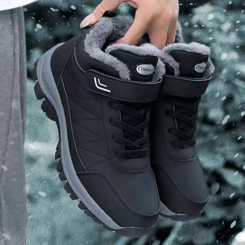 Snow Boots for Men Winter Casual Platform Non-slip Shoes Warm Fur Ankle Boots Plush Combat Outdoor Hiking Motorcycle Boots