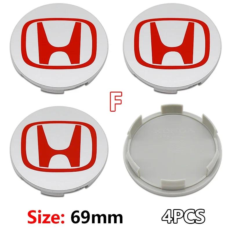 58/69mm Car Wheel Hub Center Caps 4PCS ABS Wheel Rim H Logo Cover for Honda Civic Accord CR-V Fit Auto Exterior Accessories ajk256