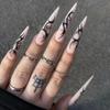 24Pcs Long Pointed Thorn Gradient Press On Nails High Quality Edgy False Nails Perfect Gift For Girls And Friends