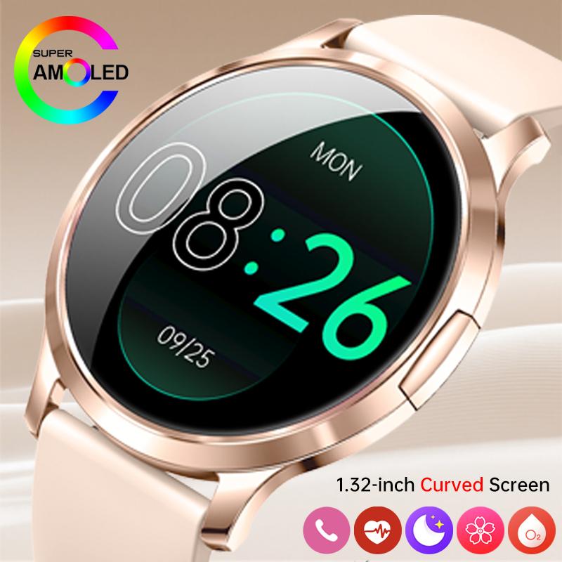 SACOSDING Women Fashion Smart Watch 1.32'' AMOLED Ultra-thin 3D Curved ScreenCustom Dial Bluetooth Call Waterproof Sport Ladiy Smart Watch