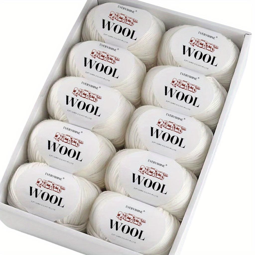 10-Pack Wool Blend Yarn Medium-Fine 80% Wool 20% Polyester Multi-Color Assortment for Knitting & Crochet Soft & Warm 500g Total