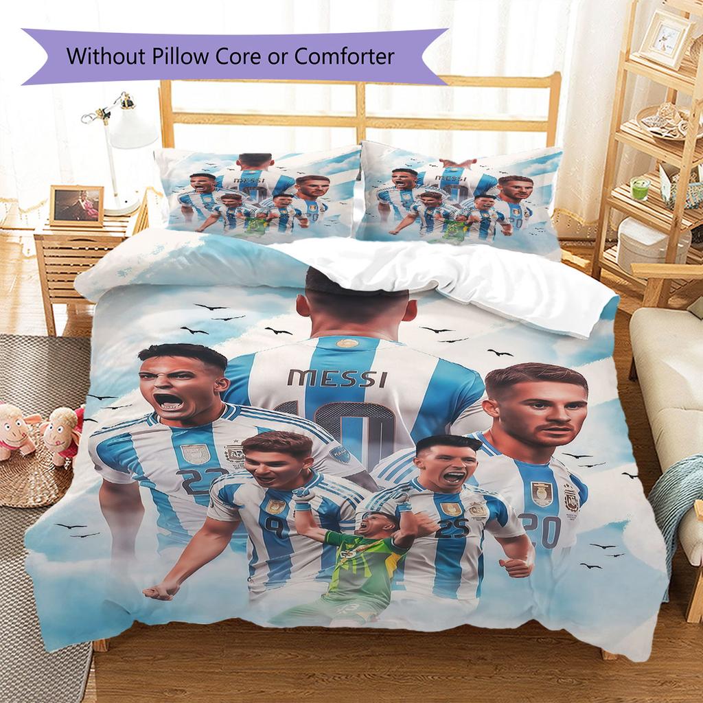 Argentina National Football Team Pattern Bedding,Quilt Set Quilt Cover Pillowcase Home Birthday Gift(1 * duvet cover + 2 * pillowcase, without core)