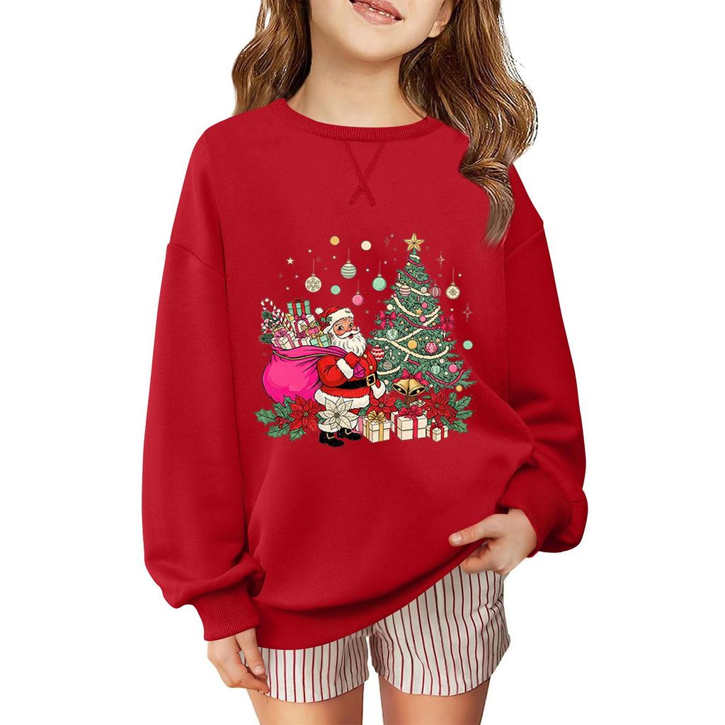Sudadera de manga larga holgada casual de moda para niños con estampado navideño