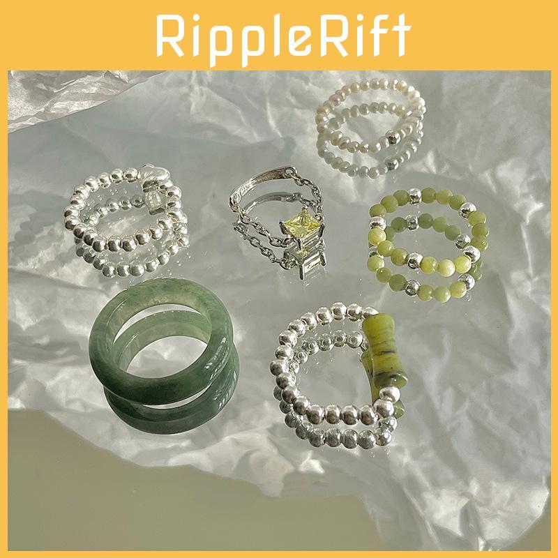 Elegant Japanese Inspired Adjustable Beaded Gemstone Ring For Women With Chic Style