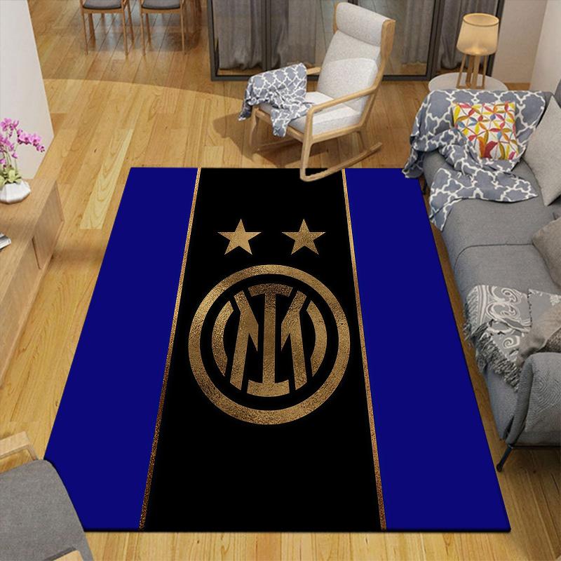 Football Club Internazionale Milano Flannel Pattern Square Carpet,Area Rug,Carpet Rug for Living Room Bedroom Sofa Playroom Decor,Non-slip Floor Mat