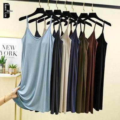 Women's Mid-length V-neck Spaghetti Strap Dress with Chest Pads – Versatile Home or Outdoor Wear