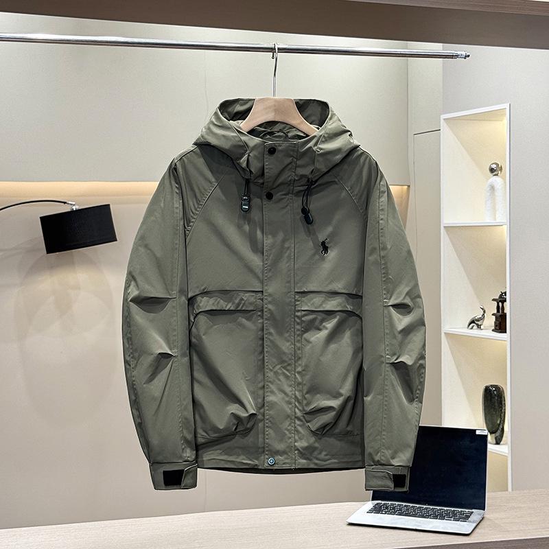 2025 Spring Men's Versatile Hooded Windbreaker Jacket Coat – Trendy Workwear Style for Autumn
