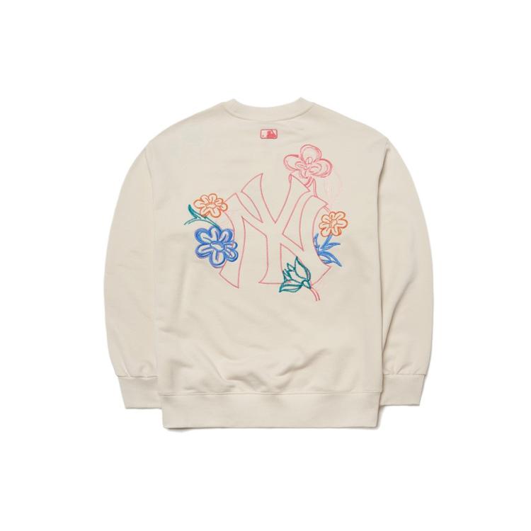 New MLB New York Yankees Sweatshirts Unisex Ecru 3AMTG0214-50CRS