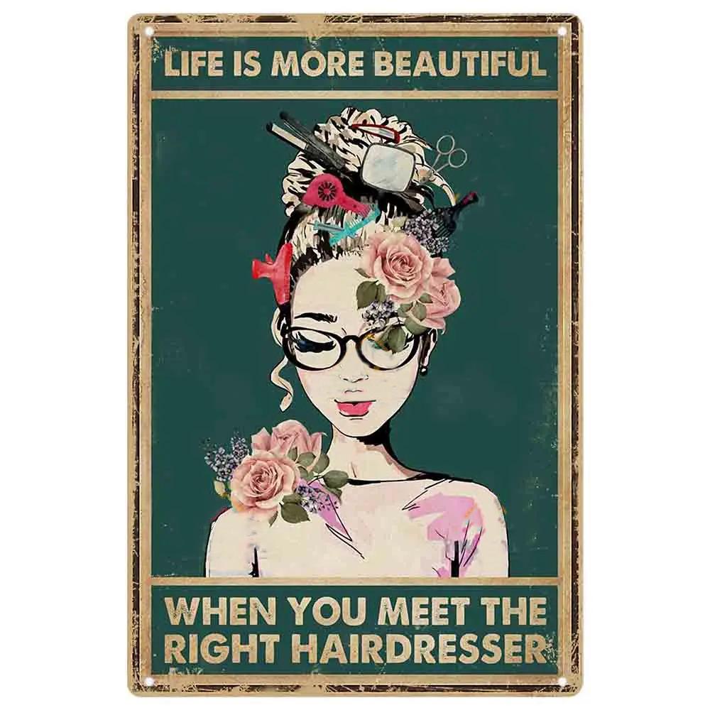 Vintage Kuaför Metal Teneke Tabelalar Kuaför Metal Posterleri Berber Dükkanı Güzellik Salonu Ev Kahve için
