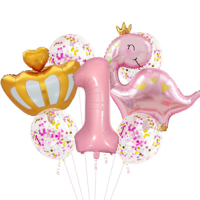 

Pink Crown Dinosaur Aluminum Film Balloon Set Girl Children S First Birthday Party Decoration Scene Arrangement Pink Dinosaur Aluminum Film Balloon Set 1