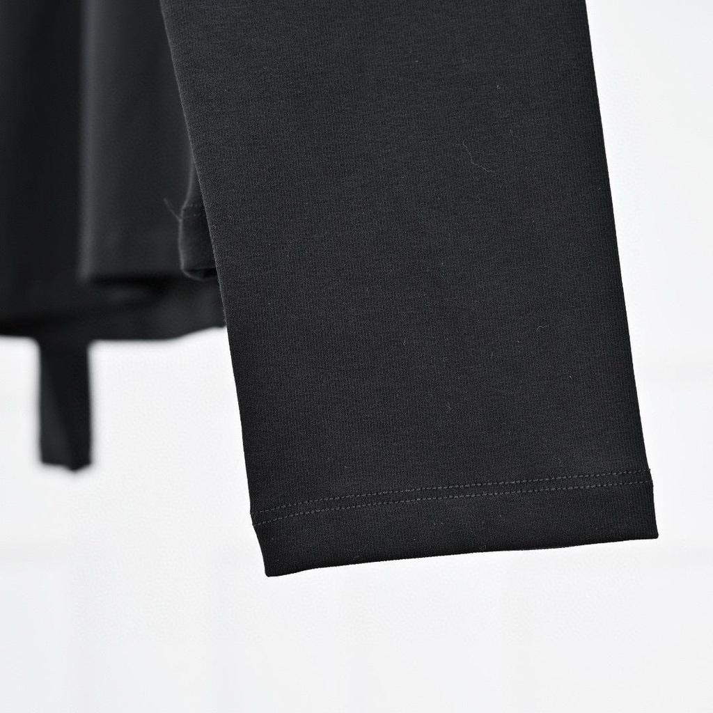 Warren Hailong Casual Black & White Cotton Round Neck Stretch Long Sleeve Base Layer Tee LST033