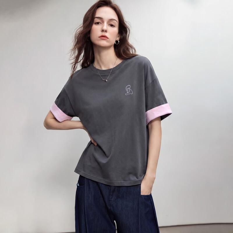 Demana Women s Embroidered Color-block T-Shirt L