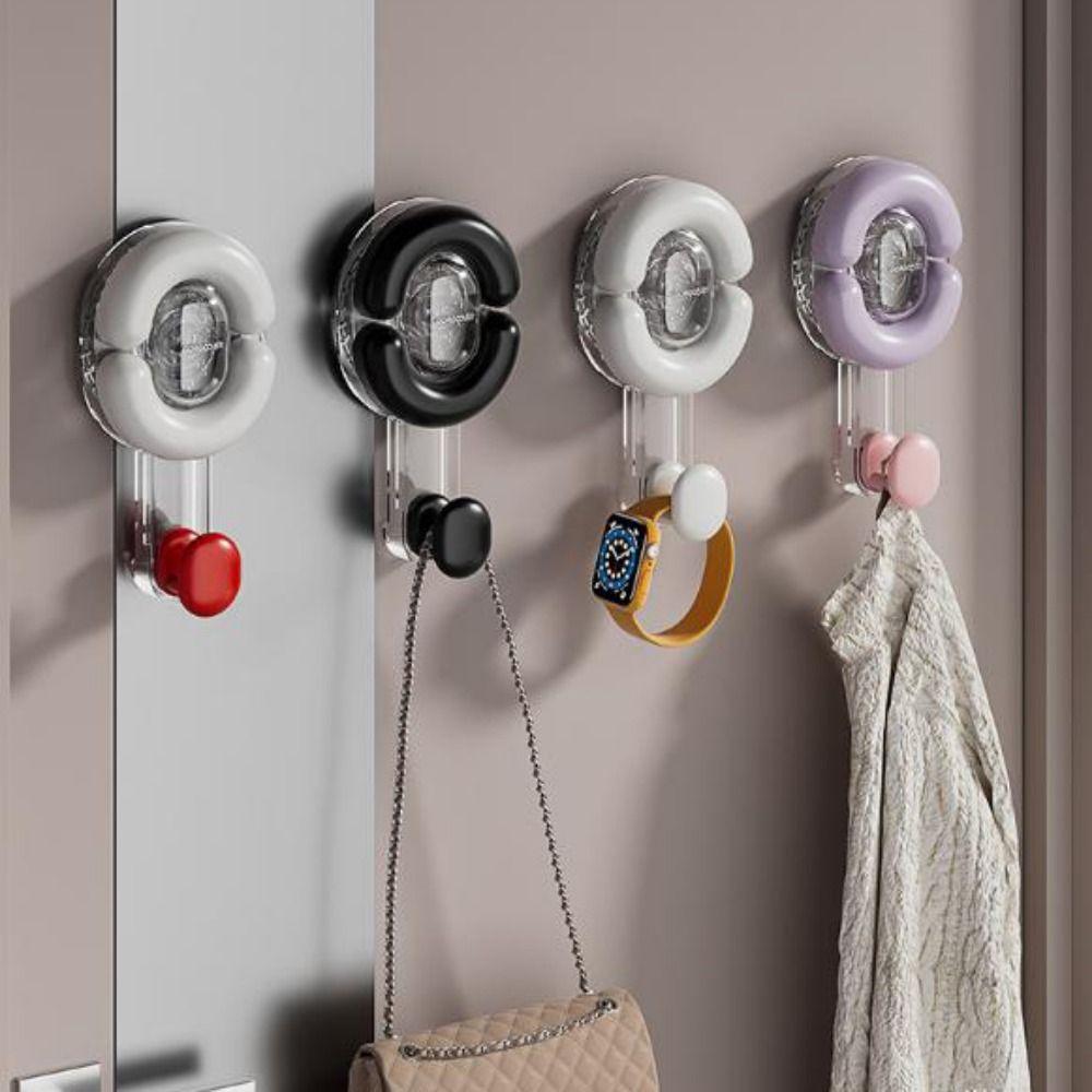 5Pcs Hangable Suction Cup Hooks Plastic Wall Hanger Practical Shower Hooks  for Home