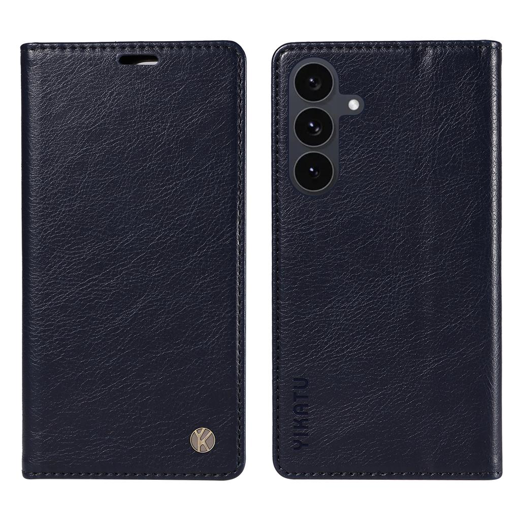 For Samsung Galaxy S25 FE Wallet Case YIKATU YK-006 Magnetic Closure Leather Phone Cover Litchi Texture