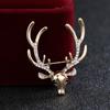 Rhinestone Christmas Badge Animal Deer Metal Brooch Unique Elk Head Brooch  Boys