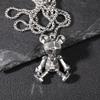 Men's Hip-Hop Style Titanium Bear Necklace with Movable Limbs