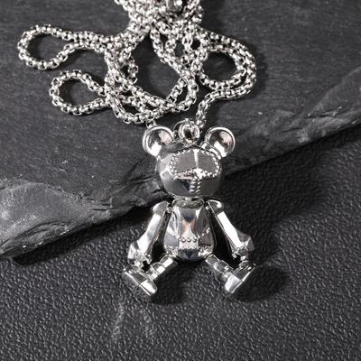 Collier d'Ours en Titane Style Hip-Hop pour Homme avec Membres Mobiles
