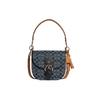 Kleo Fabric Cow Leather Saddle Bag , Shoulder Bag Medium Women's Blue Taupe (Unisex) Shoulder Bags C8514 IMDEI