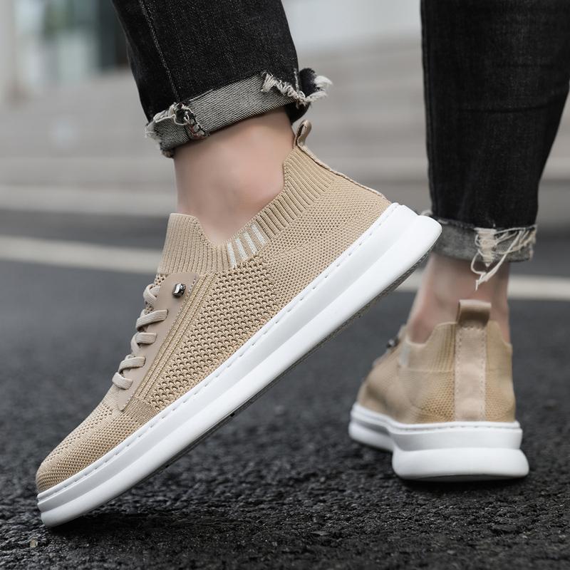 Men's Shoes  Spring and Autumn New Casual Mesh Surface Breathable Summer Slip-on Lazy Lightweight Increase Socks Shoes