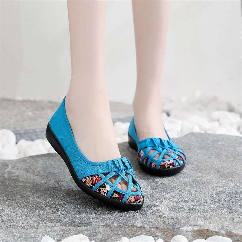 Laobei cloth shoes women's shoes spring and summer women's hollow models flat-soled women's shoes bag women's mesh shoes head breathable mother sanda