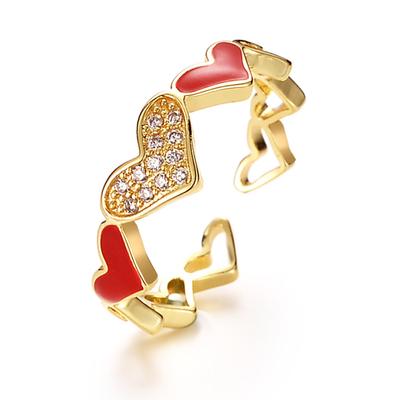 Red Epoxy Love Open Ring Retro Court Style Simple Niche Index Finger Ring Fashion Temperament Versatile Ring
