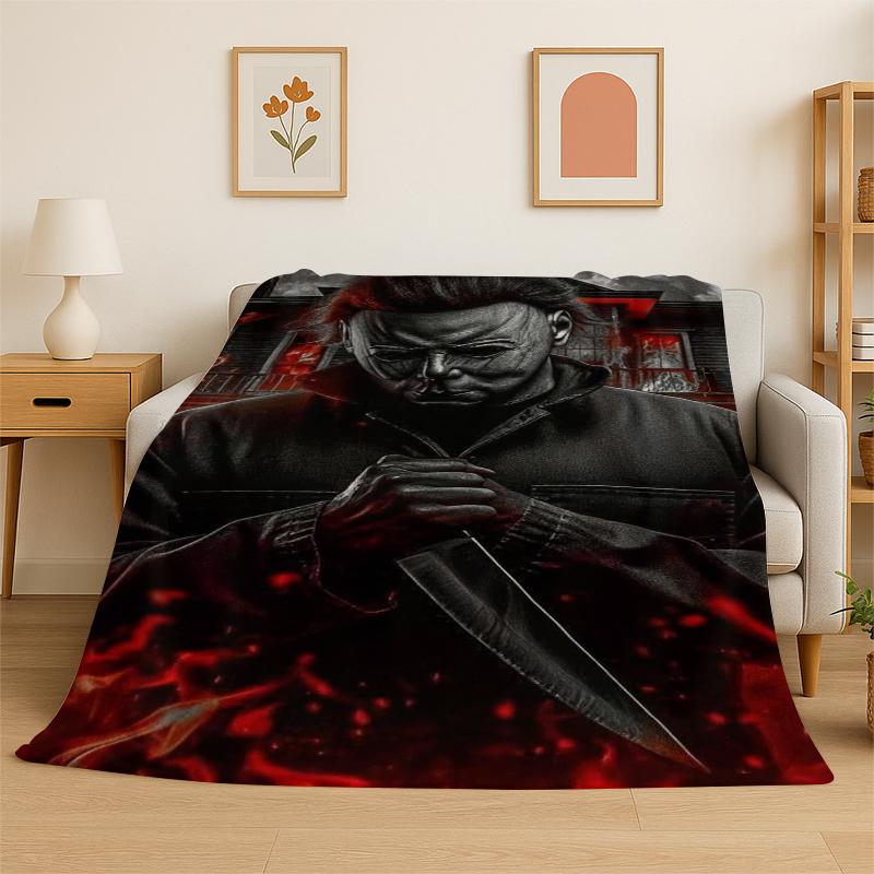 Horror Movie Character Chucky S-Scream Cartoon Flannel Blanket Soft Warm Throw Blanket for Bedroom Living Room Bed Travel Gift