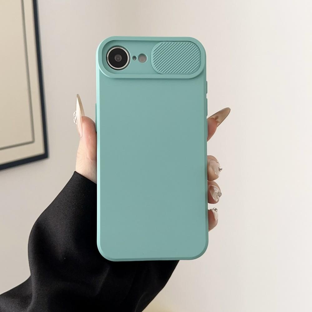 Soft Silicone Slide Camera Protection Case for iPhone 16 16E 15 14 13 12 11 Pro Max Plus X XS XR SE4 Mini TPU Shockproof Cover