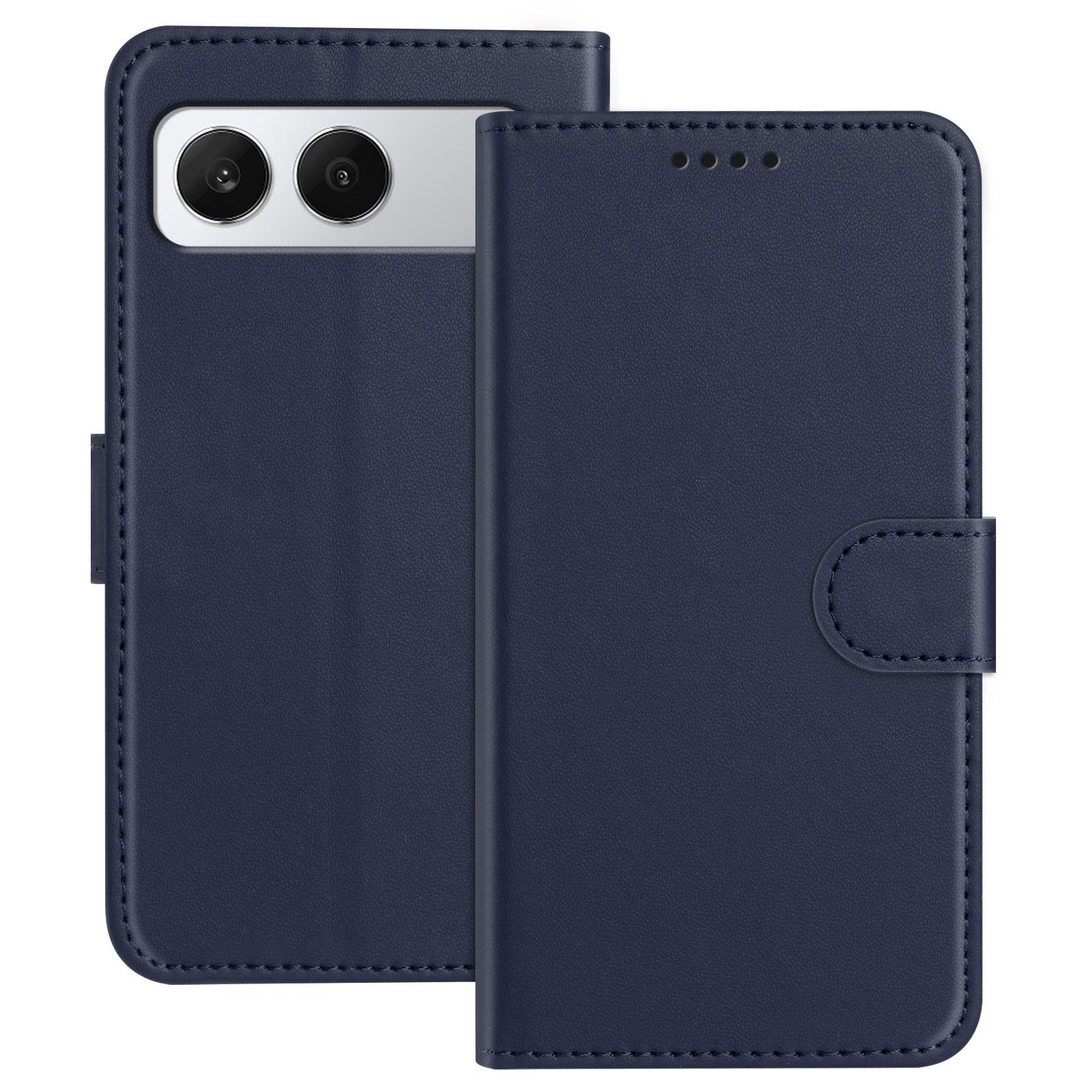 

For OnePlus Nord 4 Leather Case Wallet Stand Solid Color Anti Drop Phone Cover Blue