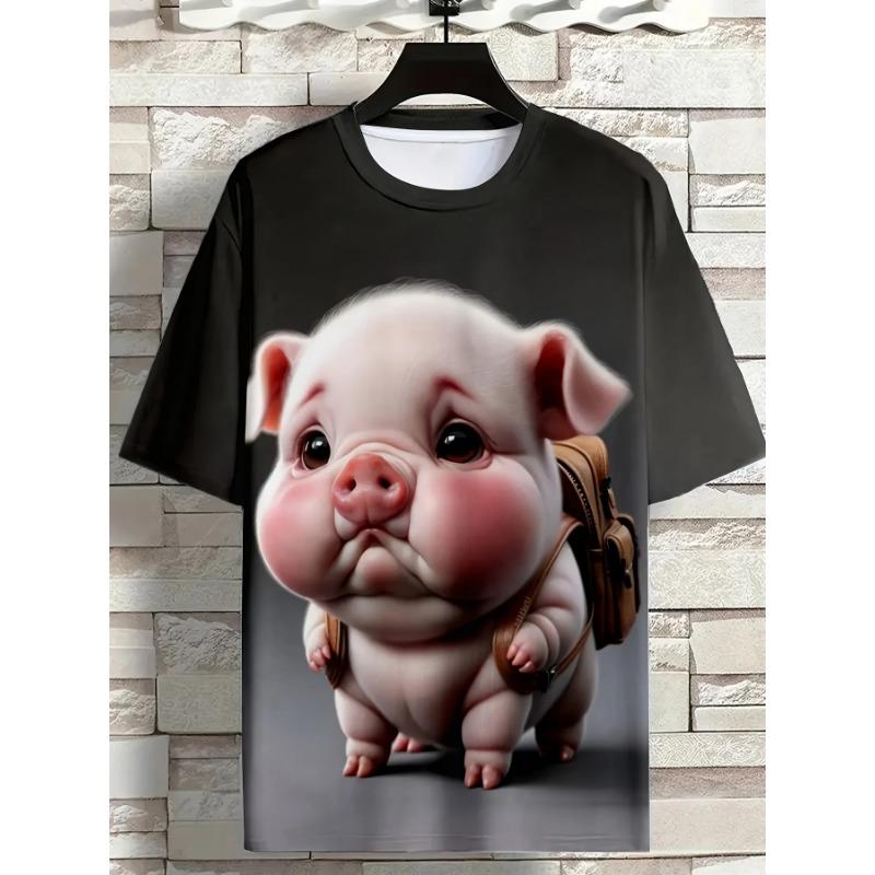 Vtipné Kreslené Ai Prase 3D Potisk Pánská Trička Ležérní Krátký Rukáv Módní Streetwear Kulatý Výstřih Trička