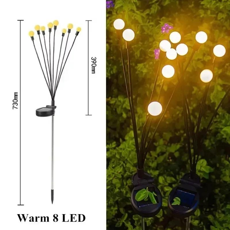 Solar Firefly Lights 6/8/10LED Outdoor Garden Pathways Lawn Garden Lighting Decoration for Halloween Christmas New Year Decor