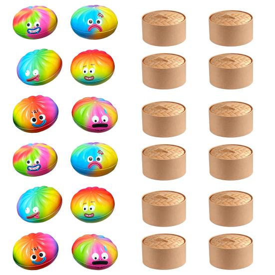 12Pcs Cartoon Dumpling Squeeze Toy Slow Rising Steamed Bun Stress