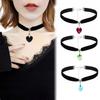 Classic Choker Necklace With Crystal Heart Pendant Gothic Black