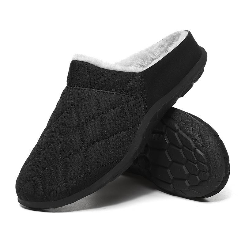 Осенние новые бархатные теплые туфли на плоской подошве из хлопка с одной педалью повседневные зимние туфли из хлопка модные полутуфли на толстой подошве 38 чёрный 4524₽