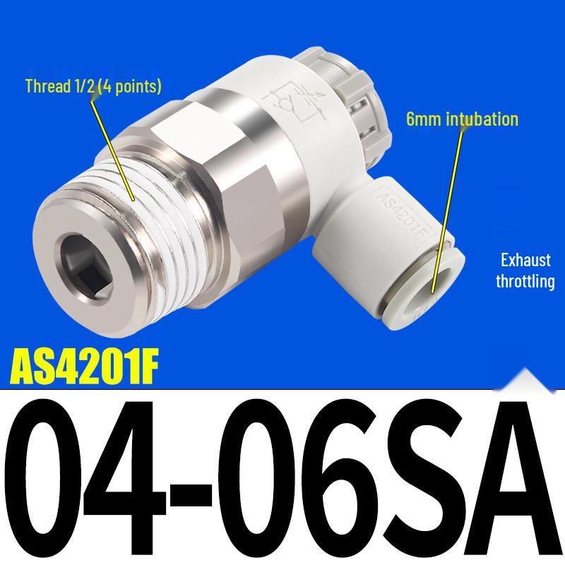 SMC AS1201F Pneumatic Speed Control Valve - Adjustable Throttle Push-Lock Fitting for Cylinder Control