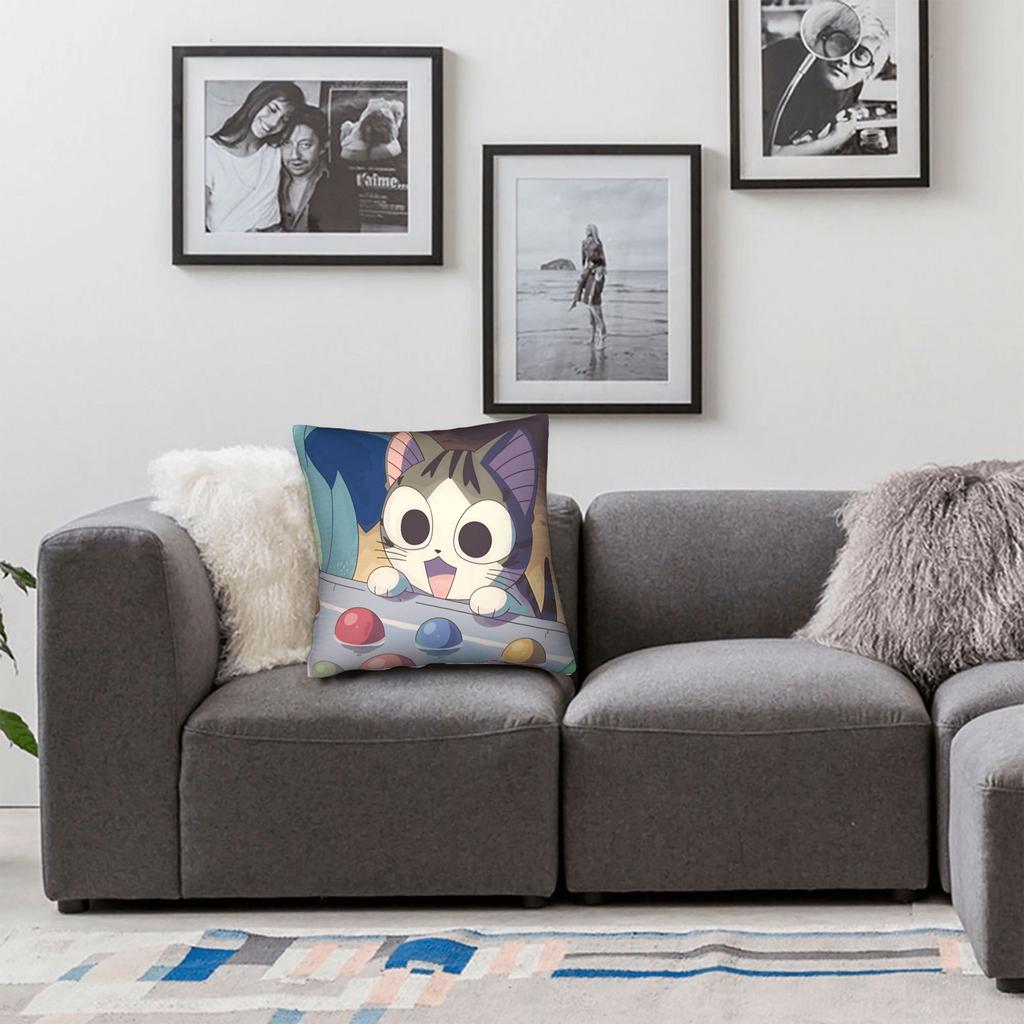 C-Chis S-Sweet H-Home Cat Pillow Cover Kawaii Pillow Case For Living Room Bed Chair Comfy Pillowcases Gift