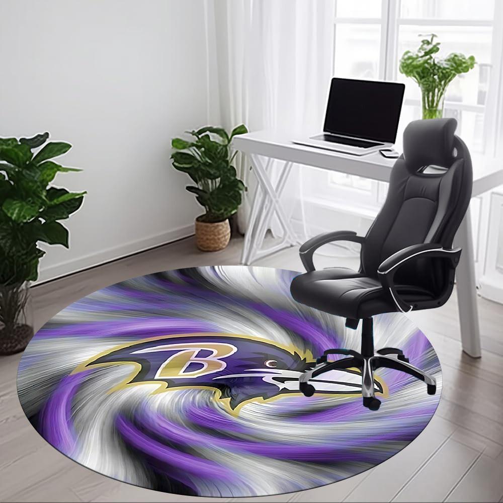 1pc Baltimore Ravens Logo Chair Carpet for Office, Non slip, Soft and Durable Office Rug for Interior Decoration