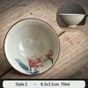 1PCS Chinese Traditional Ceramic Cone Teacup Anti Scaling Handmade Flowers Porcelain Tea Bowl Travel Meditation Cup Tea Set 70ml