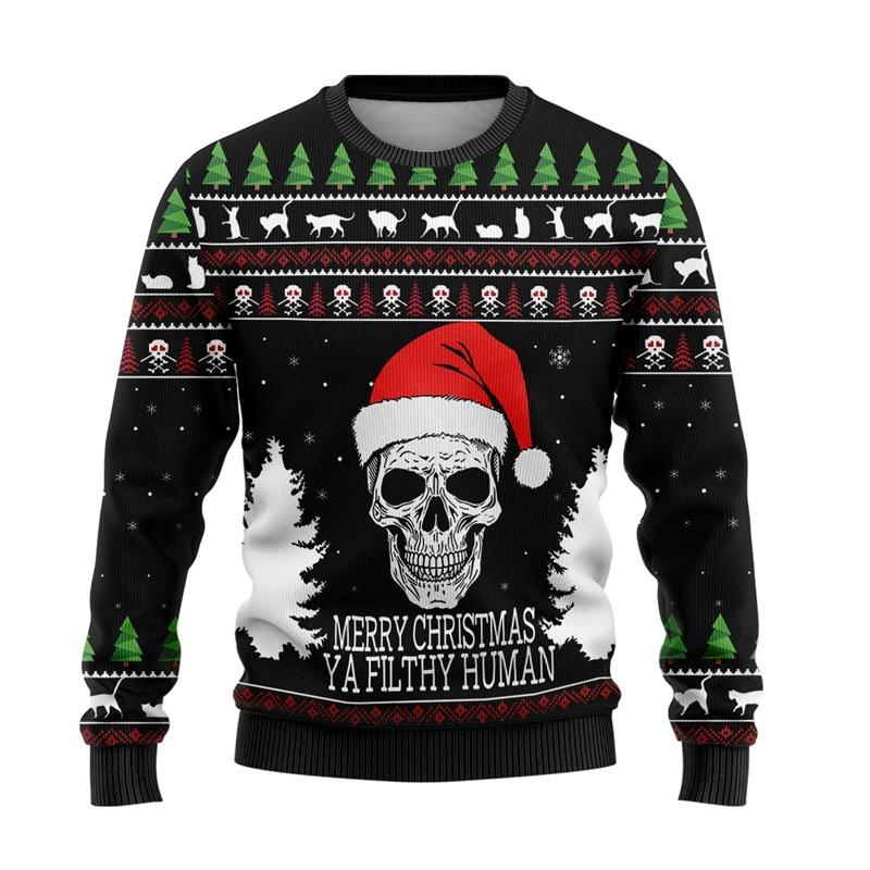 Cute Animal Ugly Christmas Sweater For Men Women Clothes Funny Skull Design Graphic Sweatshirts Casual Crewneck Tops