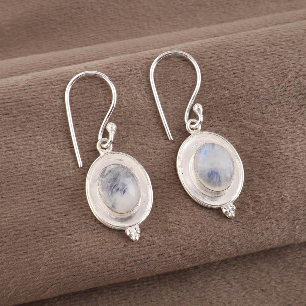 Regenbogen-Mondstein Ohrringe Edelsteinschmuck, 925 Sterlingsilber Ohrringe, Handgefertigte Wunderschöne Schmuckohrringe Geschenk für Frauen