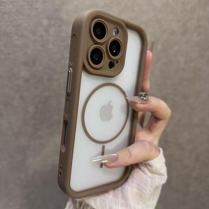 

Розкішний Матовий Прозорий Чохол Для Телефона З MagSafe Для iPhone 17 Air 16 15 14 13 12 Pro Max Plus Магнітний Ударостійкий Бампер iPhone 14 хакі