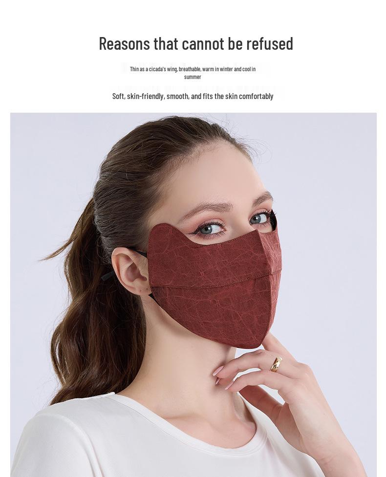 Yuyue Xiangyunsha Silk UV-Protective Women's Mask - Double Layer, Mulberry Silk, Eye Corner Protection, Light Luxury for Summer.