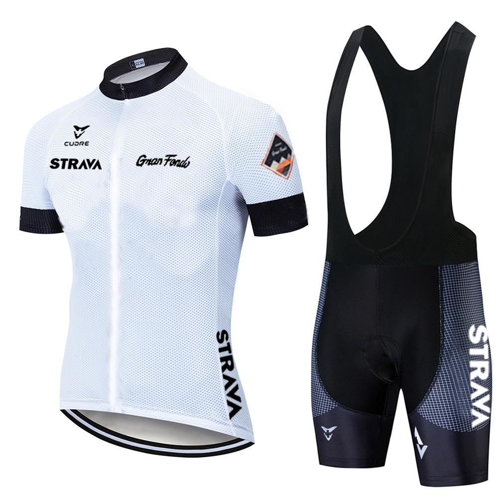 Summer STRAVA Cycling Suit Set for Men Breathable Sweat-wicking Cycling Suit Road Bike Sportswear