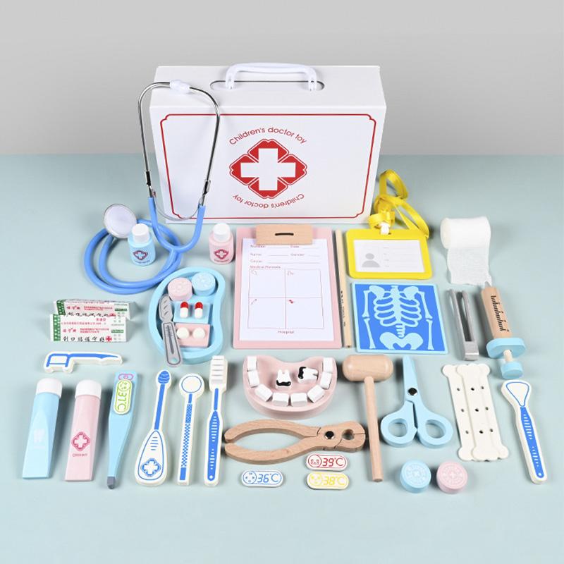 

Дерев яні удавані ігри Доктор Розвиваючі іграшки для дітей Медична симуляція Медична скриня Набір для дітей рольова іграшка удавана іграшка