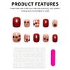 Red Cat Eyes Nail Stickers 10Pcs Checkered Design UV Coating Easy Application